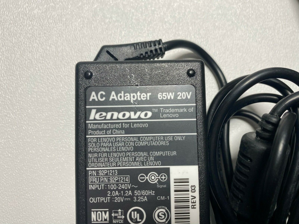 OEM Lenovo 92P1213 92P1214 20V 3.25A 65W ThinkPad AC Power Adapter Charger 